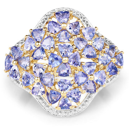 14K Yellow Gold Plated 3.60 Carat Genuine Tanzanite .925 Sterling Silver Ring Bids.com