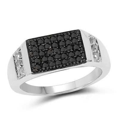 0.55 Carat Genuine Black Diamond and White Diamond .925 Sterling Silver Ring Bids.com