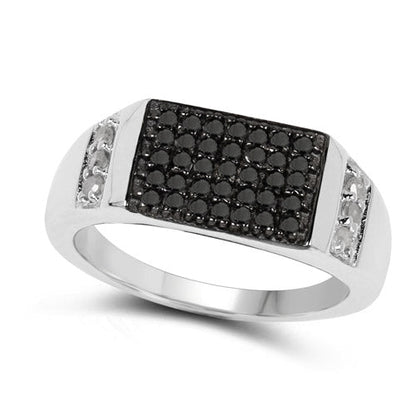 0.55 Carat Genuine Black Diamond and White Diamond .925 Sterling Silver Ring Bids.com