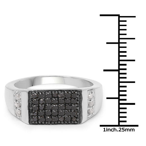 0.55 Carat Genuine Black Diamond and White Diamond .925 Sterling Silver Ring Bids.com