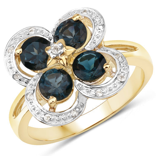 1.76 Carat Genuine London Blue Topaz and White Topaz .925 Sterling Silver Ring Bids.com