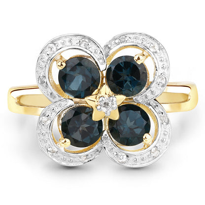 1.76 Carat Genuine London Blue Topaz and White Topaz .925 Sterling Silver Ring Bids.com