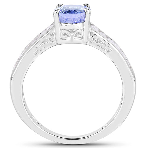 2.13 Carat Genuine Tanzanite & White Topaz .925 Sterling Silver Ring Bids.com