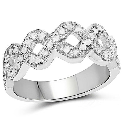 0.40 Carat Genuine White Diamond .925 Sterling Silver Ring Bids.com