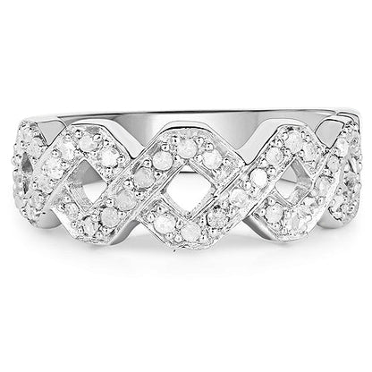 0.40 Carat Genuine White Diamond .925 Sterling Silver Ring Bids.com