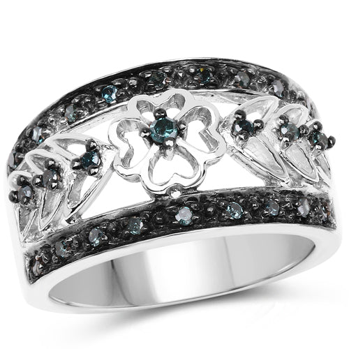 0.31 Carat Genuine Blue Diamond .925 Sterling Silver Ring Bids.com