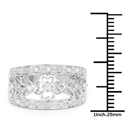 0.31 Carat Genuine White Diamond .925 Sterling Silver Ring Bids.com