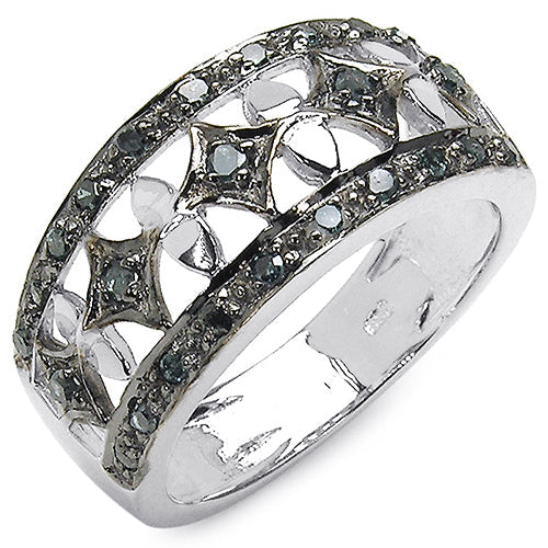 0.29 Carat Genuine Blue Diamond .925 Sterling Silver Ring Bids.com