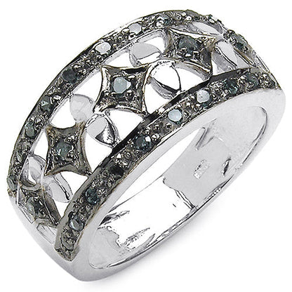 0.29 Carat Genuine Blue Diamond .925 Sterling Silver Ring Bids.com