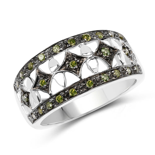 0.32 Carat Genuine Green Diamond .925 Sterling Silver Ring Bids.com