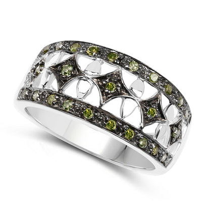 0.32 Carat Genuine Green Diamond .925 Sterling Silver Ring Bids.com