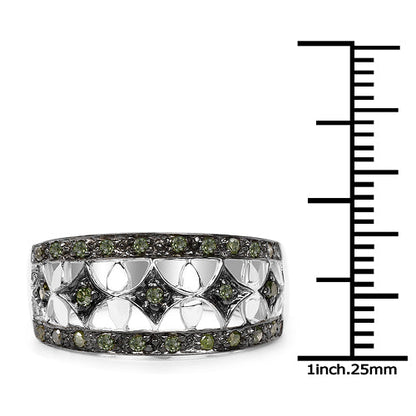 0.32 Carat Genuine Green Diamond .925 Sterling Silver Ring Bids.com