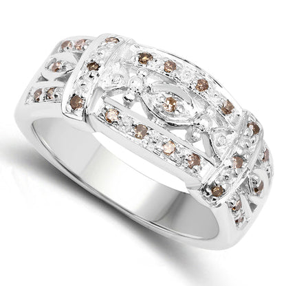 0.32 Carat Genuine Champagne Diamond .925 Sterling Silver Ring Bids.com