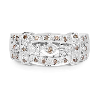 0.32 Carat Genuine Champagne Diamond .925 Sterling Silver Ring Bids.com