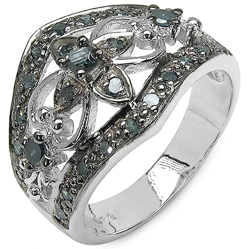 0.47 Carat Genuine Blue Diamond .925 Sterling Silver Ring Bids.com