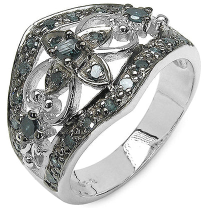 0.47 Carat Genuine Blue Diamond .925 Sterling Silver Ring Bids.com
