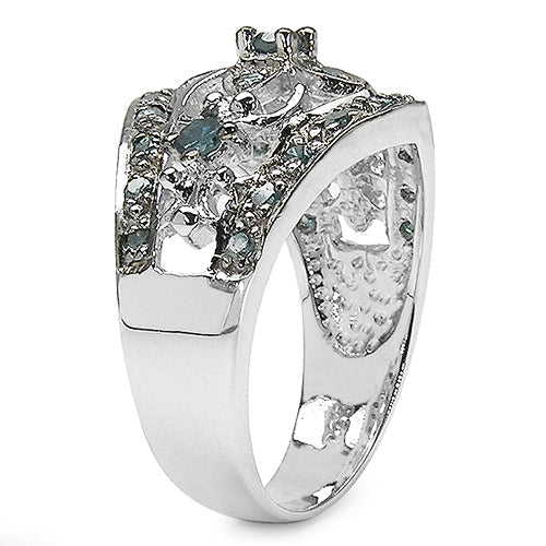 0.47 Carat Genuine Blue Diamond .925 Sterling Silver Ring Bids.com
