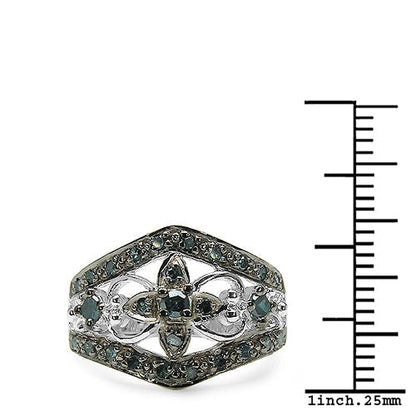 0.47 Carat Genuine Blue Diamond .925 Sterling Silver Ring Bids.com