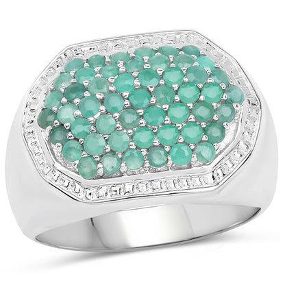1.43 Carat Genuine Emerald .925 Sterling Silver Ring Bids.com