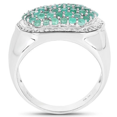 1.43 Carat Genuine Emerald .925 Sterling Silver Ring Bids.com