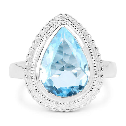 5.30 Carat Genuine Blue Topaz .925 Sterling Silver Ring Bids.com