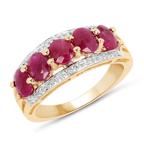 14K Yellow Gold Plated 1.90 Carat Genuine Ruby .925 Sterling Silver Ring Bids.com
