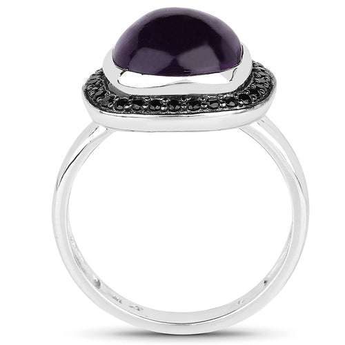5.25 Carat Genuine Amethyst & Black Spinel .925 Sterling Silver Ring Bids.com