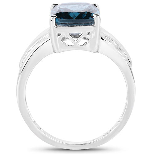 3.50 Carat Genuine London Blue Topaz .925 Sterling Silver Ring Bids.com