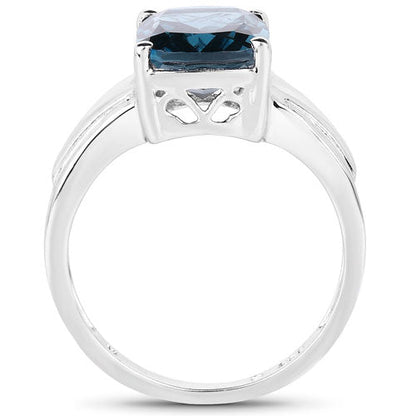 3.50 Carat Genuine London Blue Topaz .925 Sterling Silver Ring Bids.com