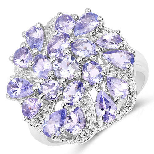 3.35 Carat Genuine Tanzanite .925 Sterling Silver Ring Bids.com