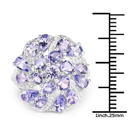 3.35 Carat Genuine Tanzanite .925 Sterling Silver Ring Bids.com