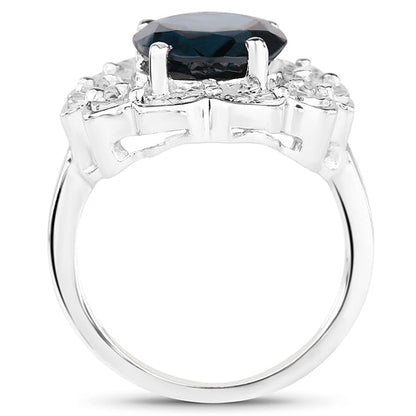 5.11 Carat Genuine London Blue Topaz and White Diamond .925 Sterling Silver Ring Bids.com