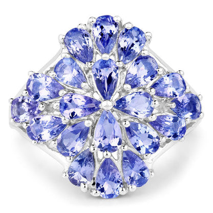 4.20 Carat Genuine Tanzanite .925 Sterling Silver Ring Bids.com