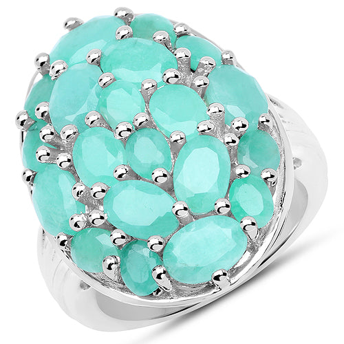 5.48 Carat Genuine Emerald .925 Sterling Silver Ring Bids.com