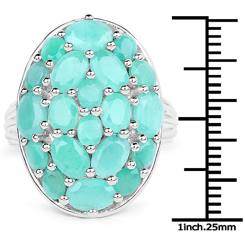 5.48 Carat Genuine Emerald .925 Sterling Silver Ring Bids.com