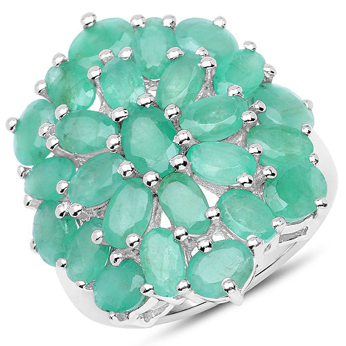 5.88 Carat Genuine Emerald .925 Sterling Silver Ring Bids.com