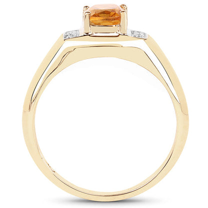 14K Yellow Gold Plated 1.36 Carat Genuine Citrine & White Topaz .925 Sterling Silver Ring Bids.com