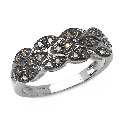 0.31 Carat Genuine Champagne Diamond .925 Sterling Silver Ring Bids.com