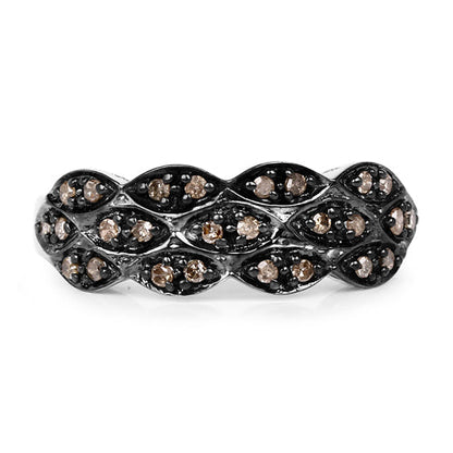 0.31 Carat Genuine Champagne Diamond .925 Sterling Silver Ring Bids.com