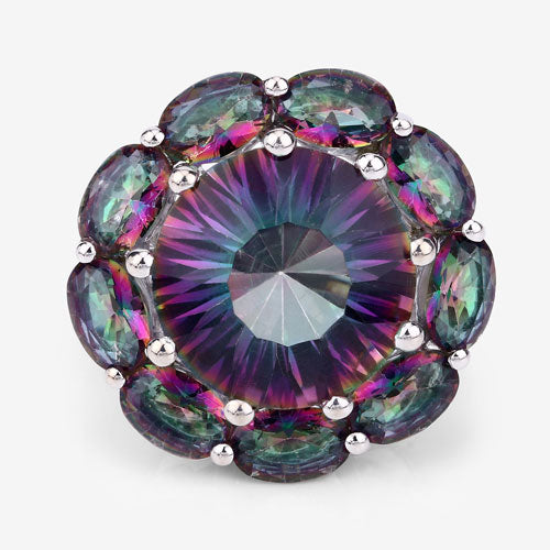 11.45 Carat Genuine Rainbow Quartz .925 Sterling Silver Ring Bids.com