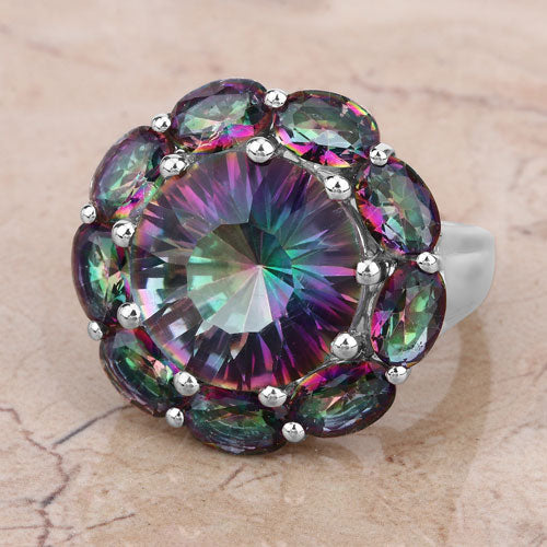 11.45 Carat Genuine Rainbow Quartz .925 Sterling Silver Ring Bids.com