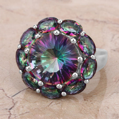 11.45 Carat Genuine Rainbow Quartz .925 Sterling Silver Ring Bids.com