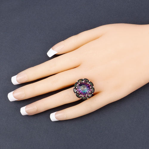 11.45 Carat Genuine Rainbow Quartz .925 Sterling Silver Ring Bids.com