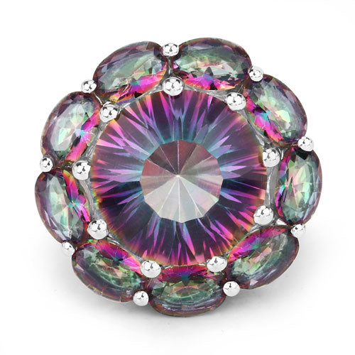 11.45 Carat Genuine Rainbow Quartz .925 Sterling Silver Ring Bids.com