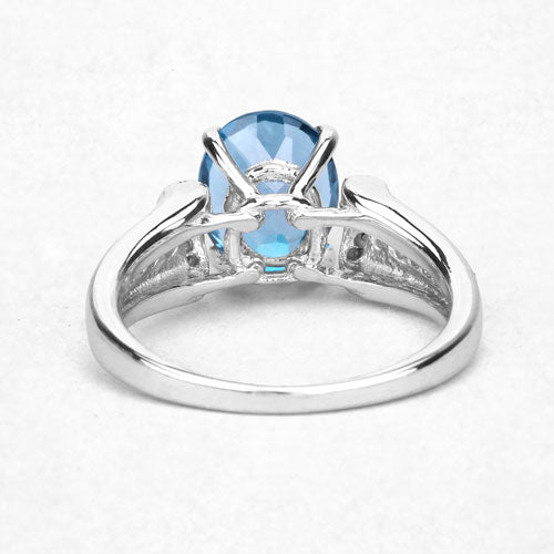 2.72 Carat Genuine London Blue Topaz and Blue Diamond .925 Sterling Silver Ring Bids.com
