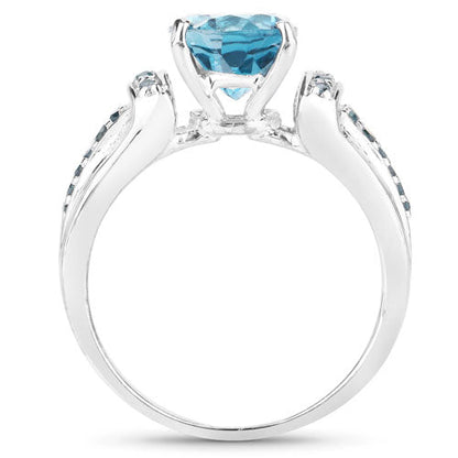 2.72 Carat Genuine London Blue Topaz and Blue Diamond .925 Sterling Silver Ring Bids.com