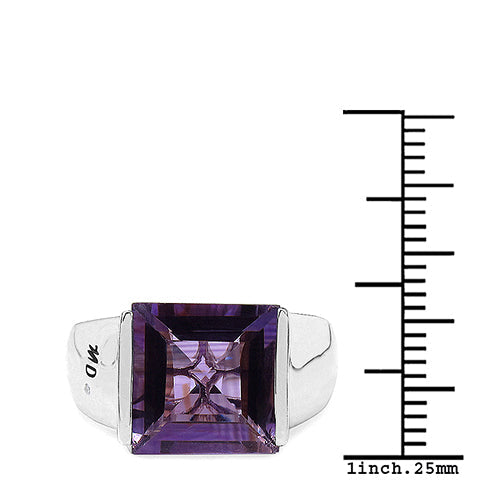 5.21 Carat Genuine Amethyst & White Diamond .925 Sterling Silver Ring Bids.com