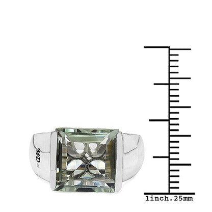 5.71 Carat Genuine Green Amethyst & White Diamond .925 Sterling Silver Ring Bids.com