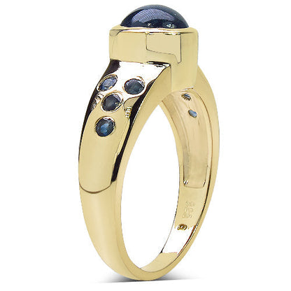 14K Yellow Gold Plated 1.87 Carat Genuine Blue Sapphire & White Diamond .925 Sterling Silver Ring Bids.com