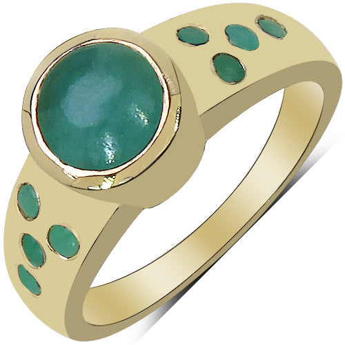 14K Yellow Gold Plated 1.55 Carat Genuine Emerald & White Diamond .925 Sterling Silver Ring Bids.com